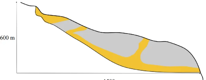 Figure 10. Castelletto section of Mount Toc. Author's own copyright.  3.1.4 Geometry and considered forces 