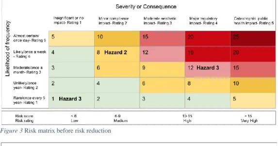 Figure 3 Risk matrix before risk reduction 