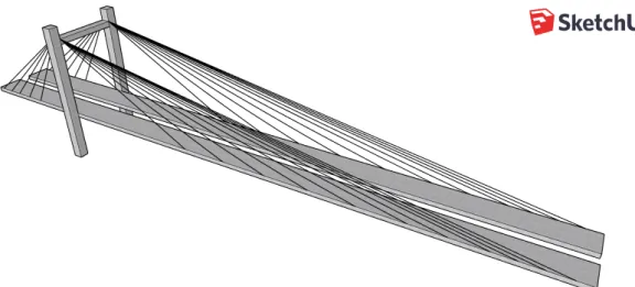 Figur 4.4: Asymmetrisk snedkabelbro.