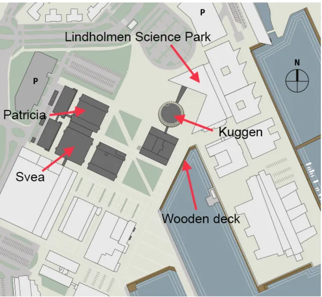 Figure 7. Campus Lindholmen map. Received with permission from Chalmersfastigheter and 