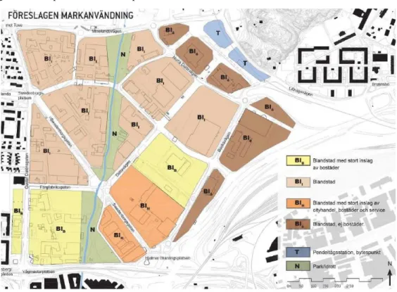 Figur 8: Backaplans planerade indelning (Göteborgs stad - stadsbyggnadskontoret, 2013)