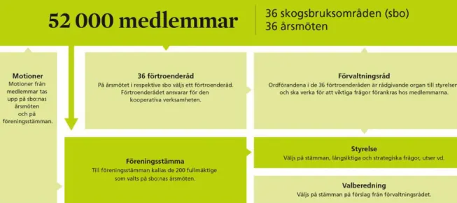 Figur 3. Visar hur Södra skogsägarna är uppbyggd, vilka som äger Södra och vilka som 