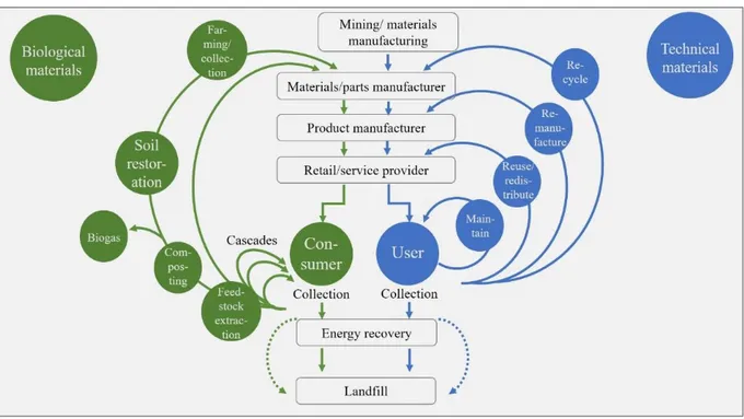 Figure 7. The circular economy model, adapted from Ellen MacArthur Foundation (2013b p