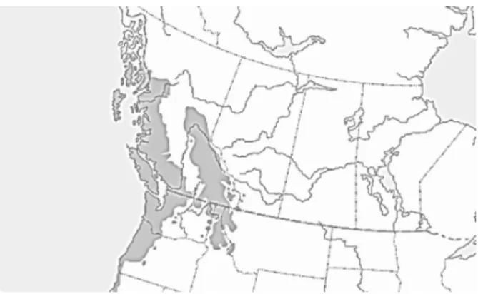 Figure  2: Natural range of Thuja plicata in North West  America (Government of Canada, 2019b)