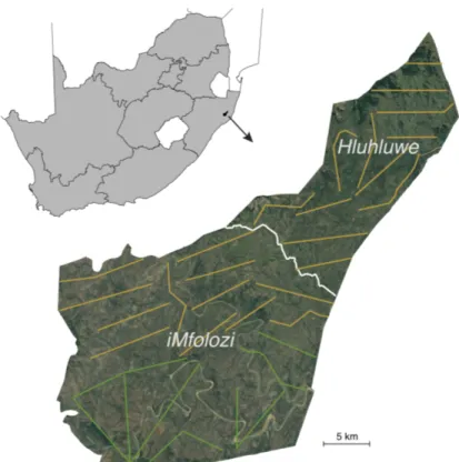 Figure 2. Map of the study site, Hluhluwe-iMfolozi Park in KZN, South Africa, 