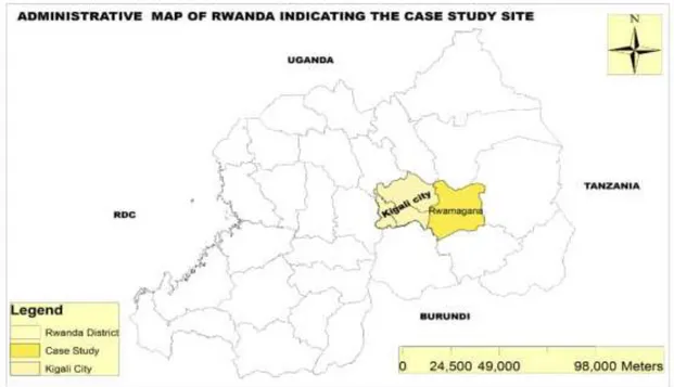 Figure 1. Administrative map of Rwanda indicating the case study site 