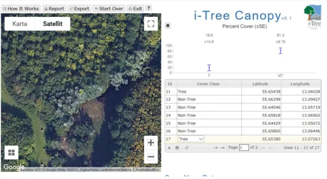 Figur 4 Google Earth (i-Tree Canopy, 2019) 