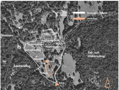 Figur 3: Analysplan nummer två, experimentet i förhållande till Rosendals och närliggande 