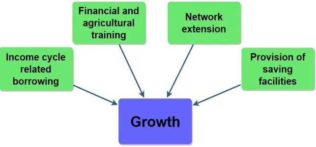 Figure 7: Model of &#34;A framework for utilizing microfinance when supporting coffee farmers&#34; (own processing) 