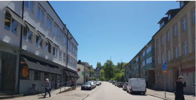 Figur 6. Skolgatan med järnvägen och Söderåsen i fonden.   