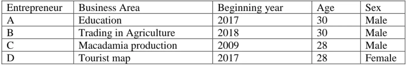 Table 2. Summary of interviewees 