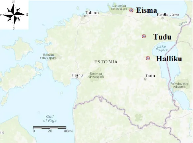 Fig 1. Study sites Eisma, Tudu and Halliku 