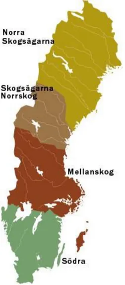 Figur 7. De fyra svenska skogsägarföreningarna. LRF. Skogsägarföreningar. [2019] 