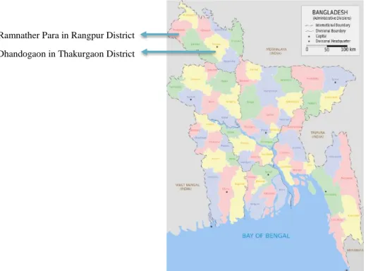 Figure 2: Location of study sites in the map of Bangladesh  Copyright: I, Armanaziz (CC BY-SA 3.0)