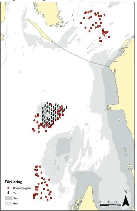 Figur 12. Stationer för provfiske på Lillgrund, samt på referensområdena Sjollen och  Bredgrund