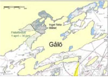 Figur 5. Fiskefria områden runt Gålö. 