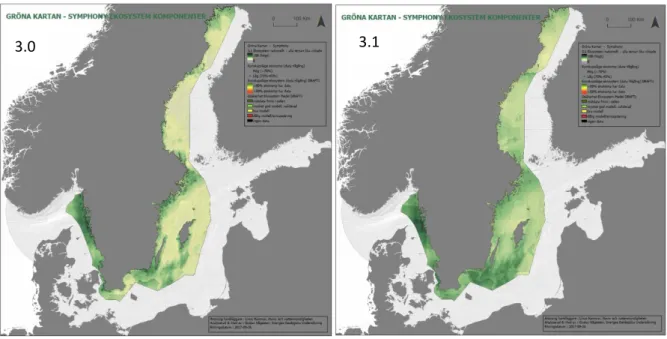 Figur 2. Gröna kartan 3.0 (t.v.) och Gröna Kartan 3.1 (t.h.) 