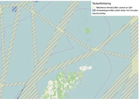 Figur 1. Sjökortsutdrag för aktuellt område norr om Gotland mellan Fårö och Gotska 