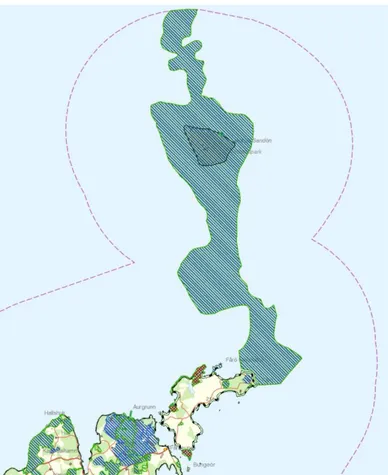 Figur 3. Kartan visar utbredningen av Natura 2000-området Gotska Sandön-Salvorev och 