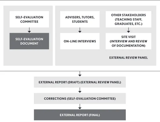 Figure 2. Process design for the evaluation of e-learning institutions and degree programmes.
