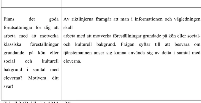 Tabell 2 (Dahlkvist, 2013, s.24).  Tabell 3. Vilja. 