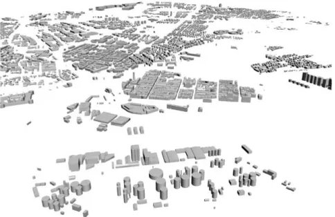 Figur 11. Bild ifrån filen i 3ds Max med de befintliga byggnaderna. 