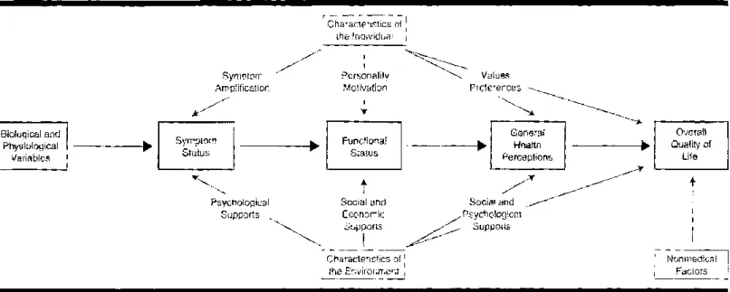 Figur 1. Relationships among measures of patient outcome in a health-related quality of life conceptual model