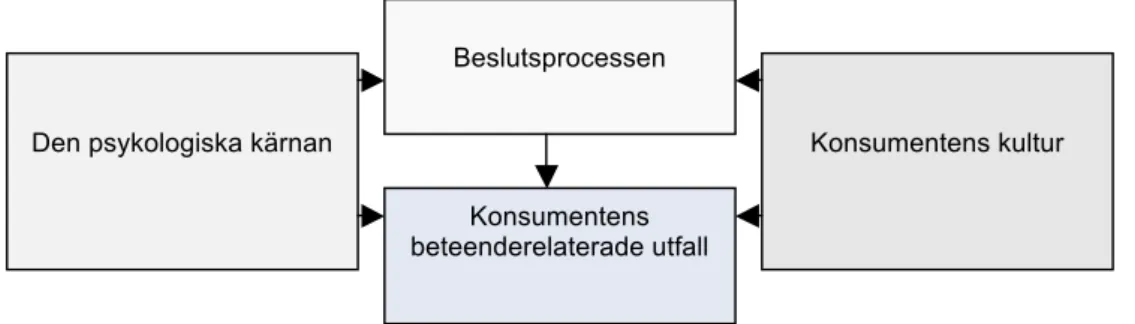 Figur 7. A model of consumer behavior. Hoyer &amp; Macinnis (1997:13). Förenklad. 