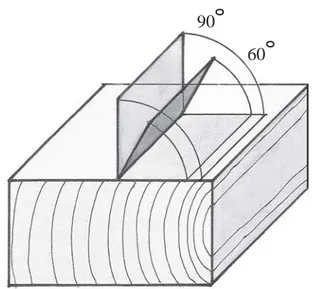 Figure 1. The annual ring orientation is determined from the cross-section of the timber