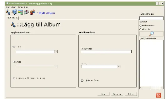 Fig. 6: Grafiskt användargränssnitt för &#34;Lägg till Album&#34;. 