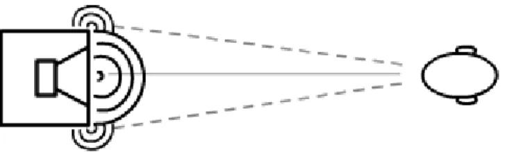 Figur 1: Diffraktion hos en kubformad högtalare. 