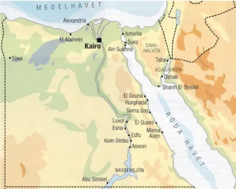 Figur 1. Karta över Egypten (Jambo tours,  resebroschyr, 2007/2008, s. 78)