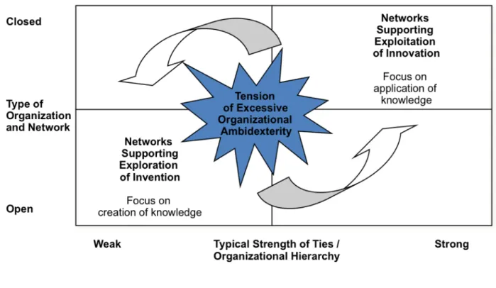 Figure 2   The Conflicting Network Structures of Ambidexterity 