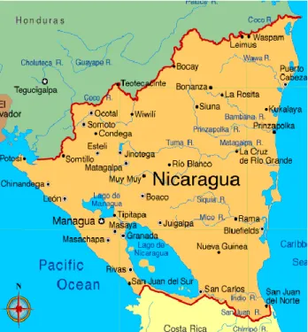 Figur  5.  Karta  över  Nicaragua.  Hämtad  15  maj  -09 