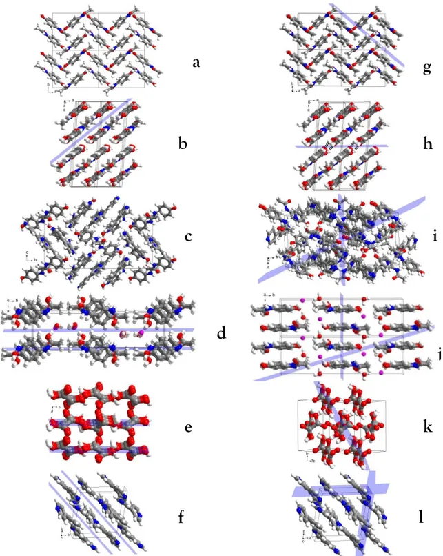 Figure  7.  Crystal  lattices  of  different  paracetamol  solid  forms  with  slip  planes  identified  by 