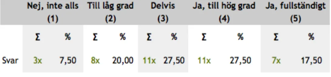 Tabell 3. Användbarhet hos de som fått information av fysioterapeut 