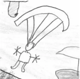 Figure 6. A detail of a person parachuting in the schoolchildren’s drawing symbolizing togetherness.