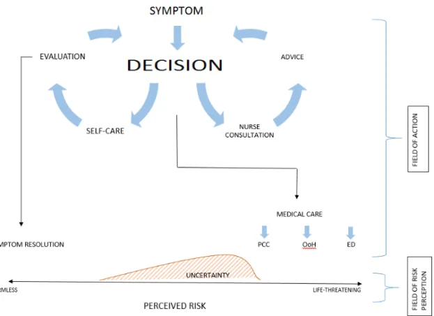 Figure 7 Map of the decision-making process in self-care. The process reveales circular movements related to the 