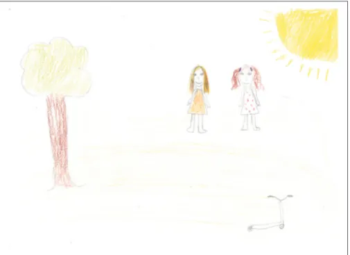 Figure 2.  One child made a drawing from a meadow and narrated about a special place: ‘We were lying 