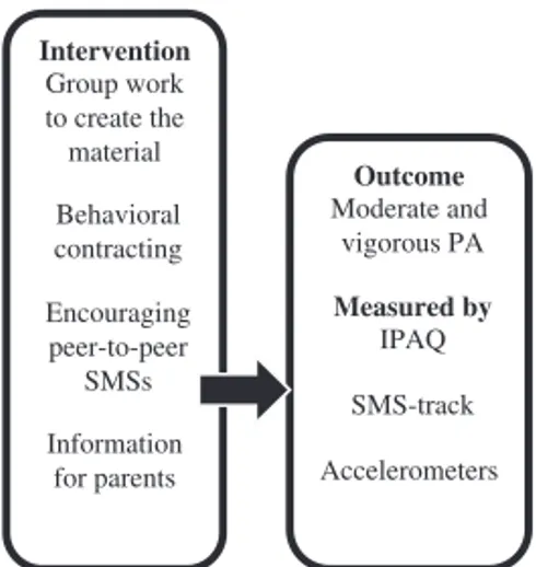 Figure 1. Model of the intervention followed by the outcome and  how it was measured.