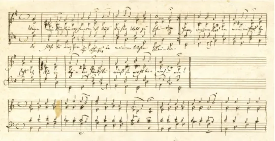 Fig. 10 Original manuscript of the choral written by Schumann, Wenn mein Stündlein vorhanden ist