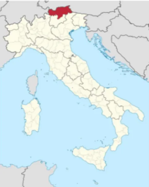 Figure 1. The location of the autonomous province South Tyrol 
