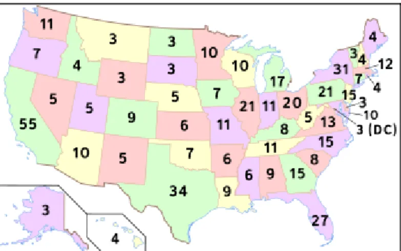 Figure A4. Electoral votes by state/federal district, for the elections of 2004 and 2008  (Wikipedia, 2008i,j)