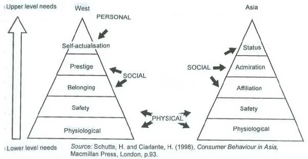 Figure 3-6 Hierarchy of needs between different cultural groups. Source: Shutte, H. and Ciarlante, H