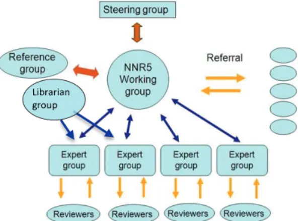 Figure 2. The project organization and groups involved in the work behind NNR 2012.  