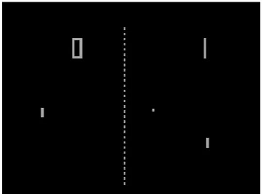 Figure 1.2. Pong screen capture. Score count can be seen above which is an example of numerical signs together  with the pictorial ones below them