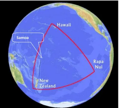 Fig. 1 The polynesian triangle (retrieved from  http://en.wikipedia.org/wiki/File:Polynesiantraiangle.jpg)