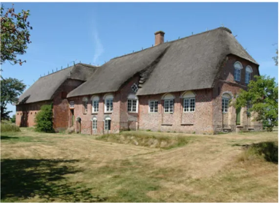 Fig. 3. View of Kommandørgården from the southeast. The traditional farmhouse is located on the  island Rømø at the West coast of Jylland close to the North Sea