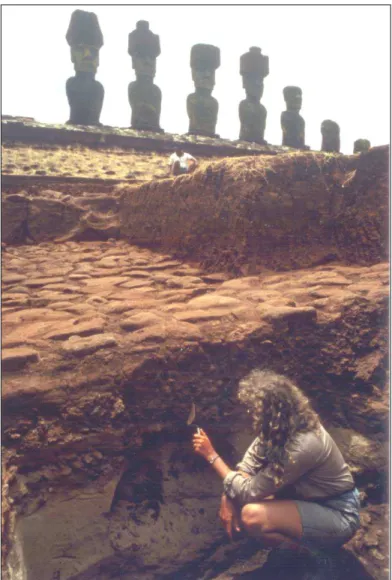 Figure 1. Helene Martinsson-Wallin  during Excavations of Trench C1 at  ´Anakena in 1987