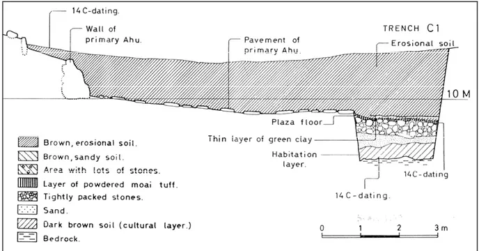 Figure 2. Drawing of Trench C1, 1987 (from Skjølsvold 1994:15). 